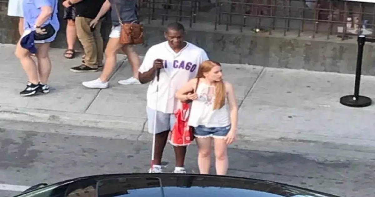 Young Woman Caught on Camera Helping a Blind Man