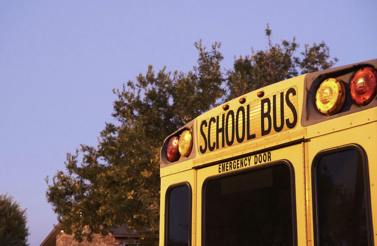 closeup of a school bus