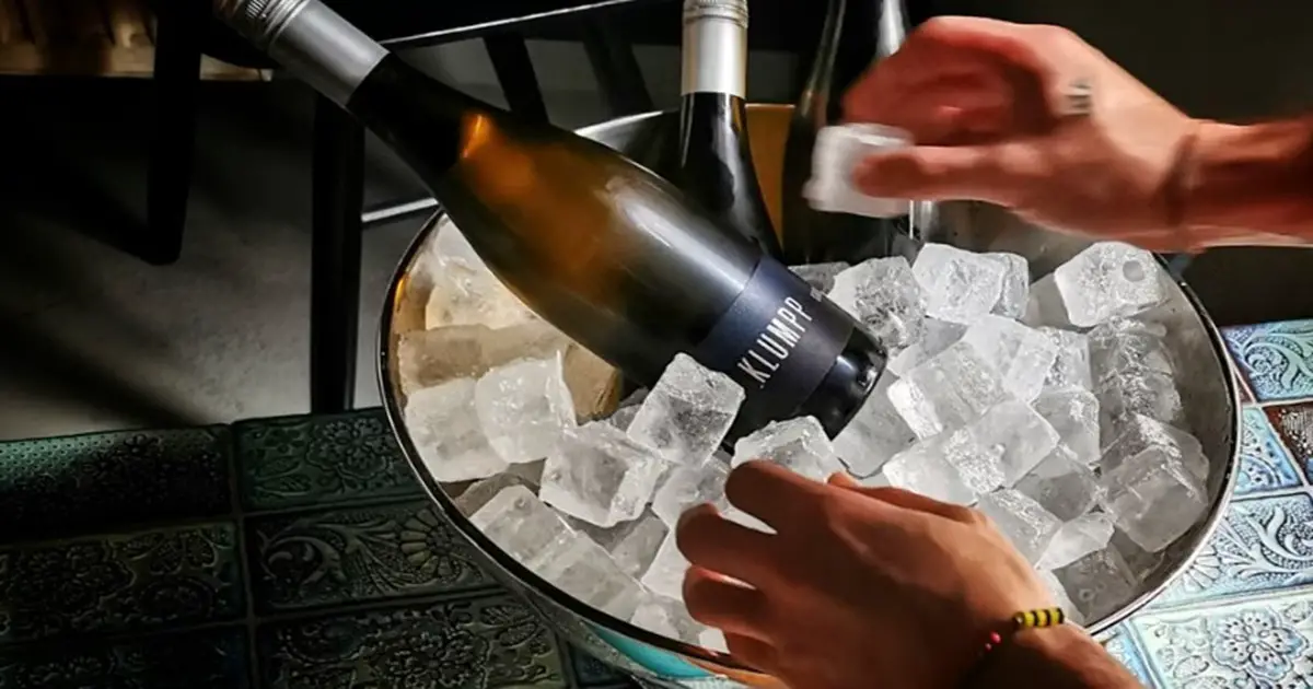 glass container filled with ice